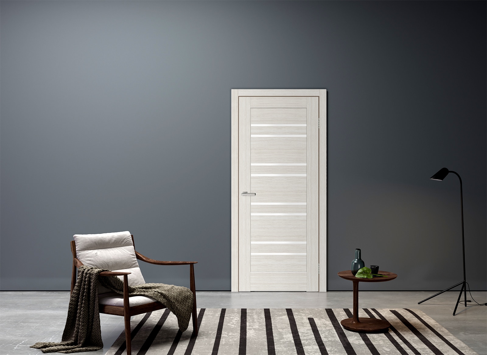 Foaie usa de interior, mdf/pvc/lemn, alb, reversibila, 200 x 60 cm • Rino