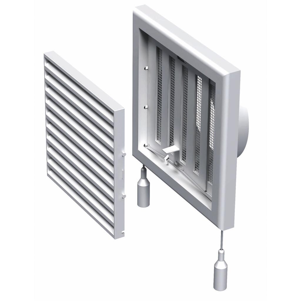 Grila ventilatie din plastic cu plasa insecte, 100 mm, alb 