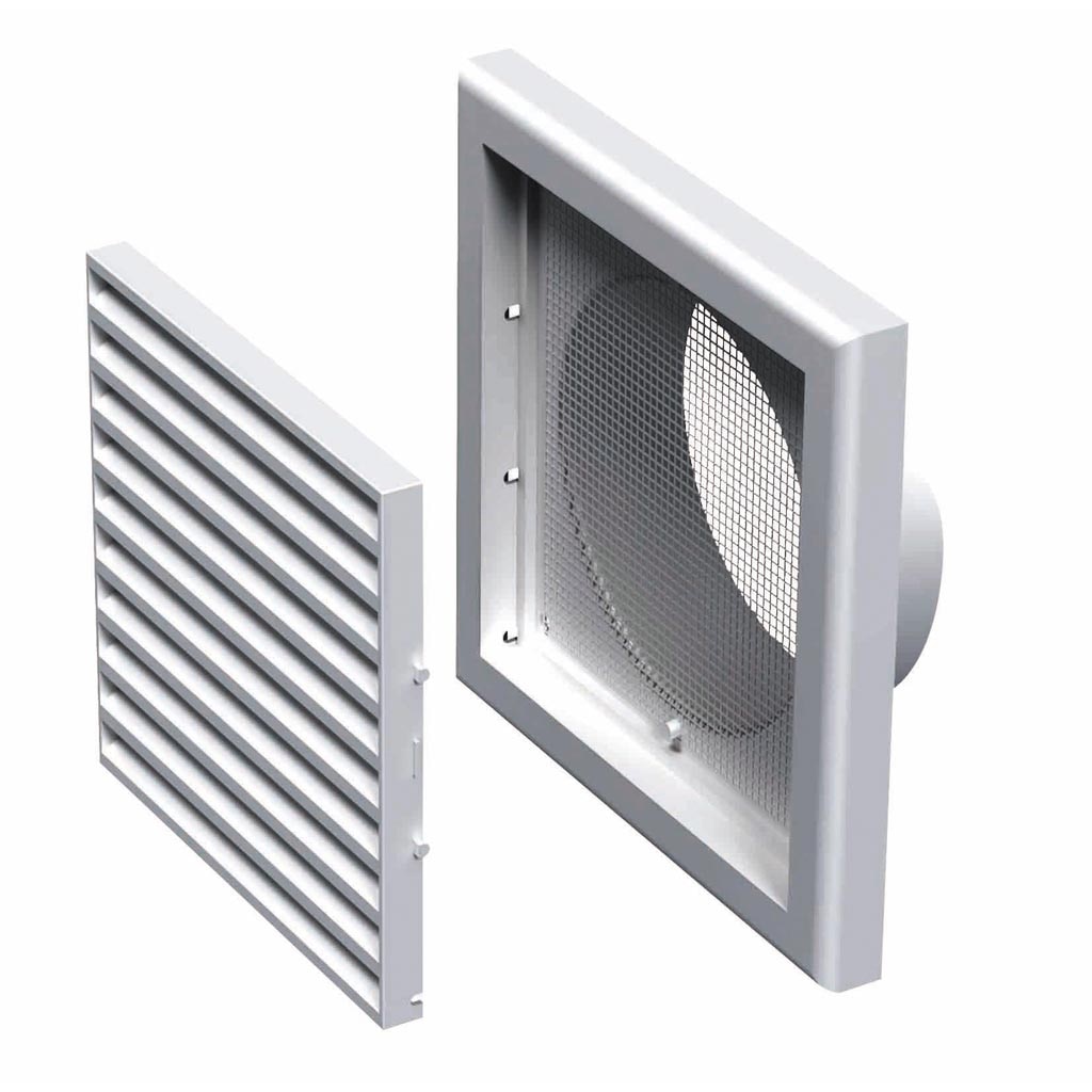 Grila pentru ventilatie cu plasa insecte, plastic, 100 mm, alb 