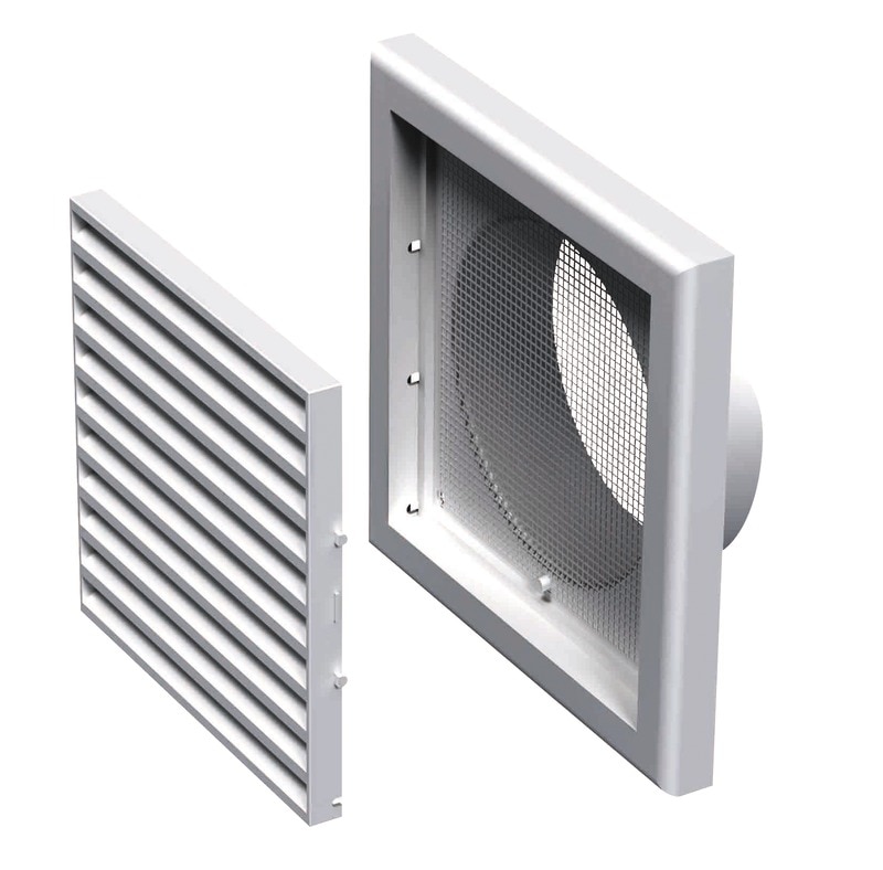 Grila pentru ventilatie cu plasa insecte, plastic, 125 mm, alb 
