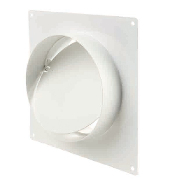 Conector cu valva antiretur si placa, 125 mm, alb 