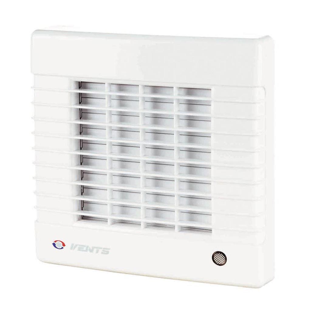 Ventilator baie cu jaluzele automate, 22 W, 125 mm, 190 x 173 x 98 mm • Vents