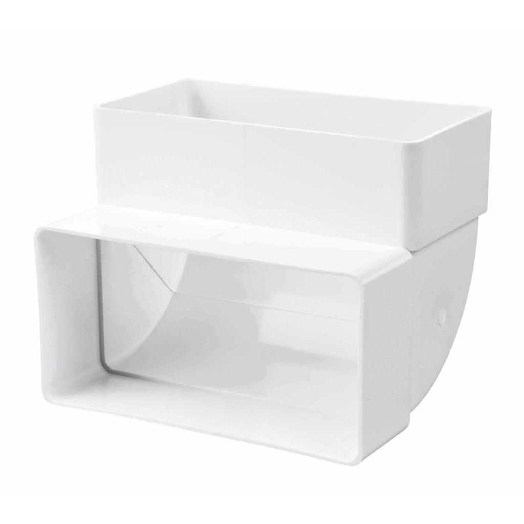 Cot ventilatie plat PVC, vertical, unghi 90, 60 x 120 mm, alb 