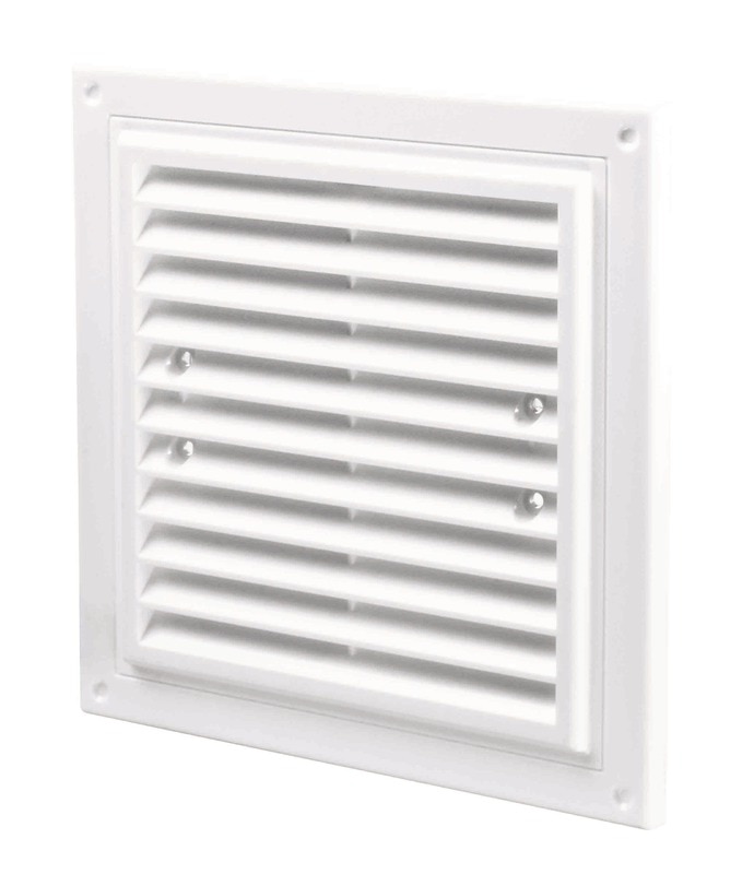 Grila pentru ventilatie cu plasa insecte, plastic, 205 x 205 mm, alb 