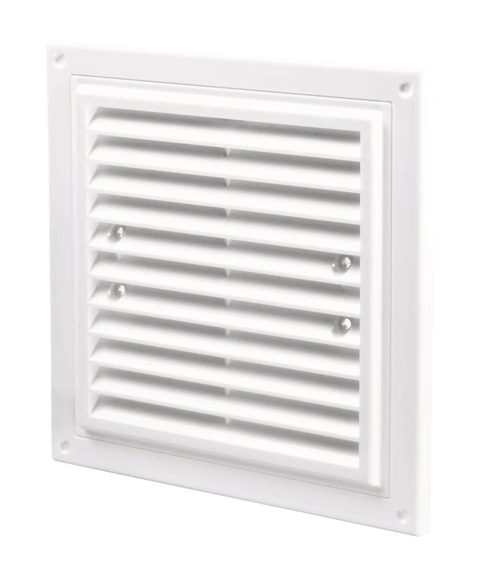 Grila pentru ventilatie cu plasa insecte, plastic, 350 x 350 mm, alb