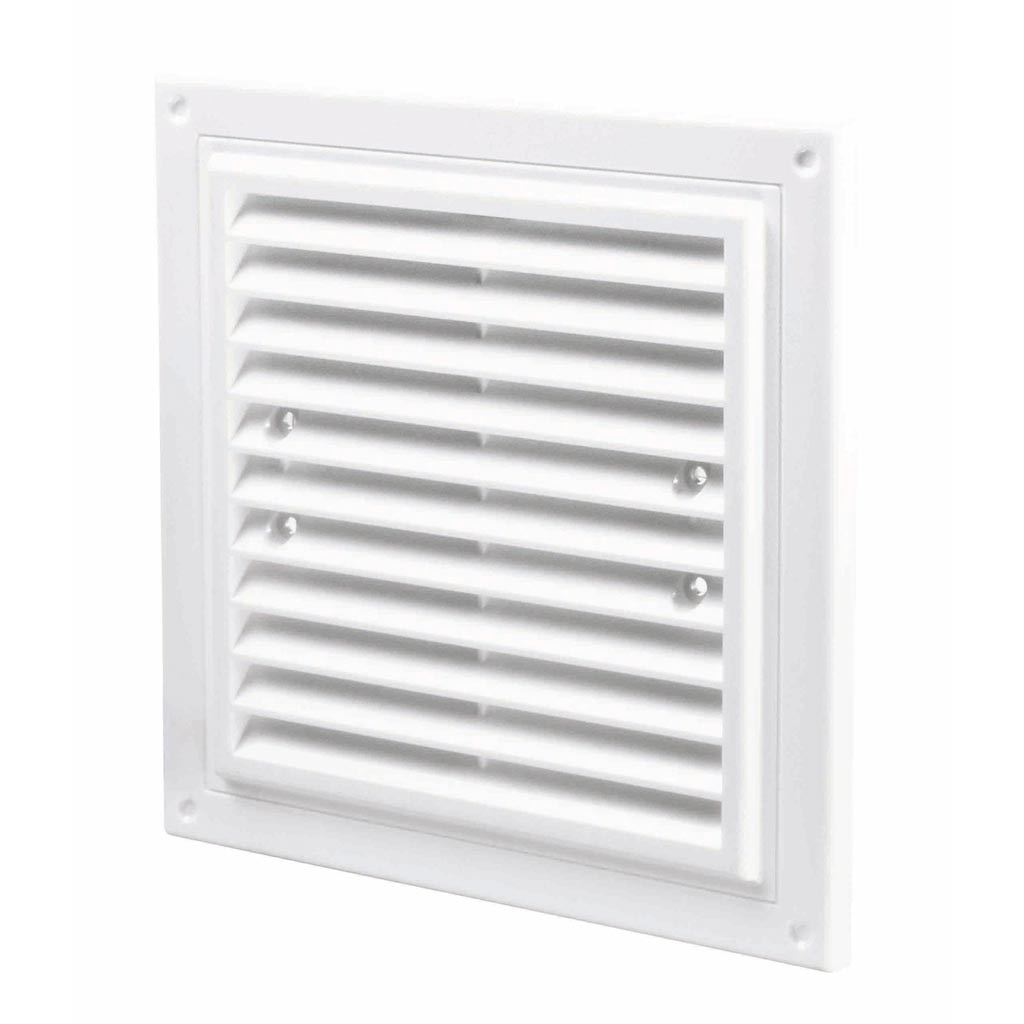Grila pentru ventilatie cu plasa insecte, plastic, 175 x 175 mm, alb 
