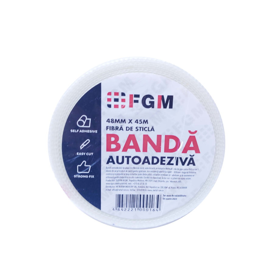 Banda autoadeziva pentru acoperire rosturi, alb, 45 m x 48 mm • FGM