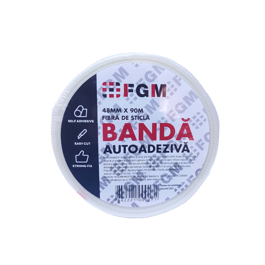Banda autoadeziva pentru acoperire rosturi, alb, 90 m x 48 mm FGM