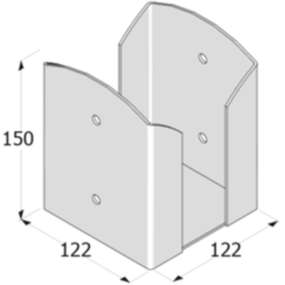 Suport stalp patrat DMX PSPW 120, 122 x 150 mm, grosime 2.5 mm
