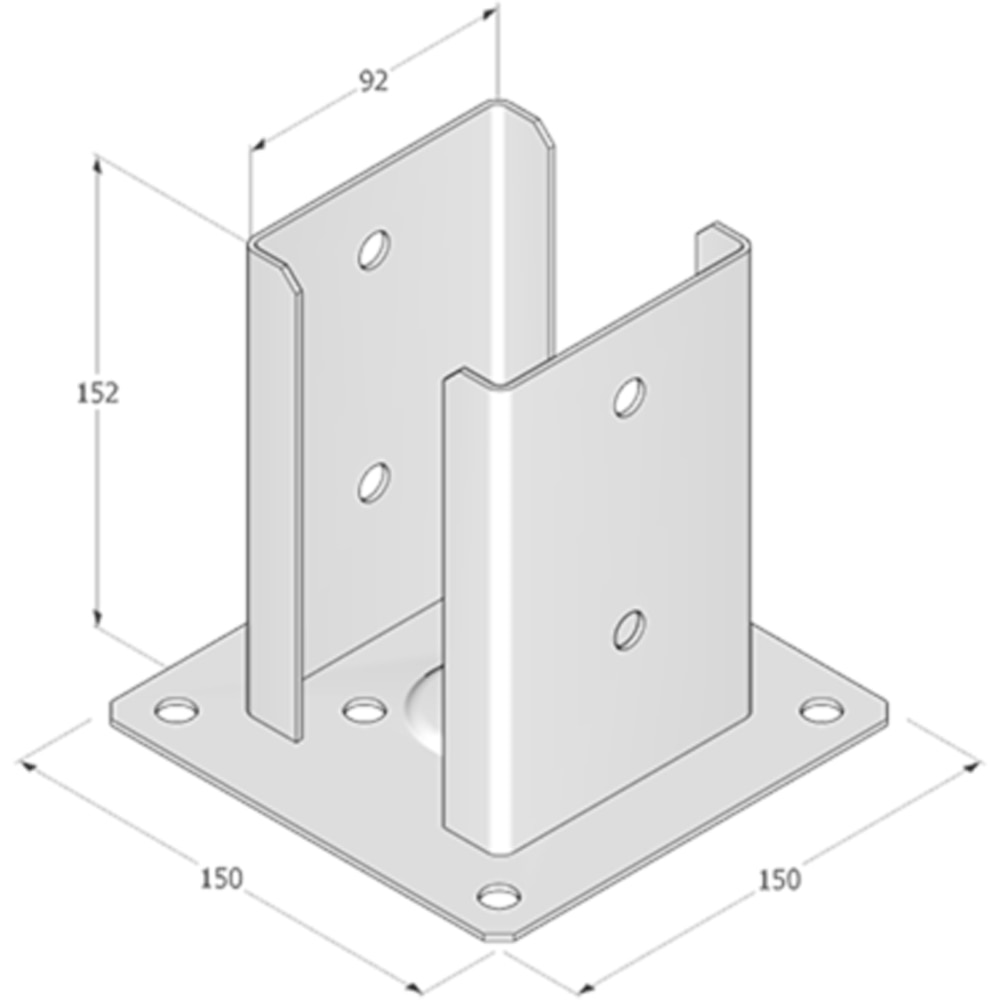 Suport stalp patrat DMX PSPD 90, 92 x 150 mm, grosime 2 mm