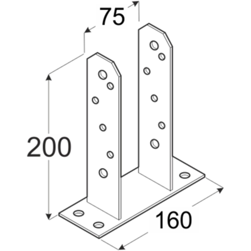 Suport stalp tip TT DMX PST75, 70 x 200 x 50 mm, mm, grosime 4 mm