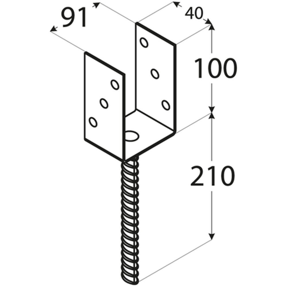 Suport stalp tip U DMX PSL 90 U, 91 x 100 mm, , grosime 5 mm, sarcina usoara