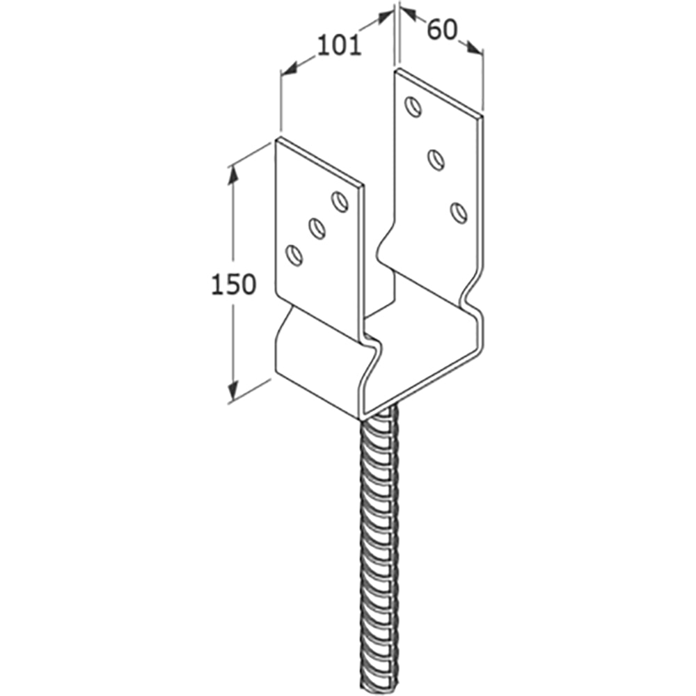 Suport stalp tip U DMX PSZ100, 101 x 150 x 60 x 4 mm