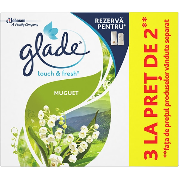 Pachet rezerve odorizant GLADE Touch & Fresh Muguet, 3x10ml