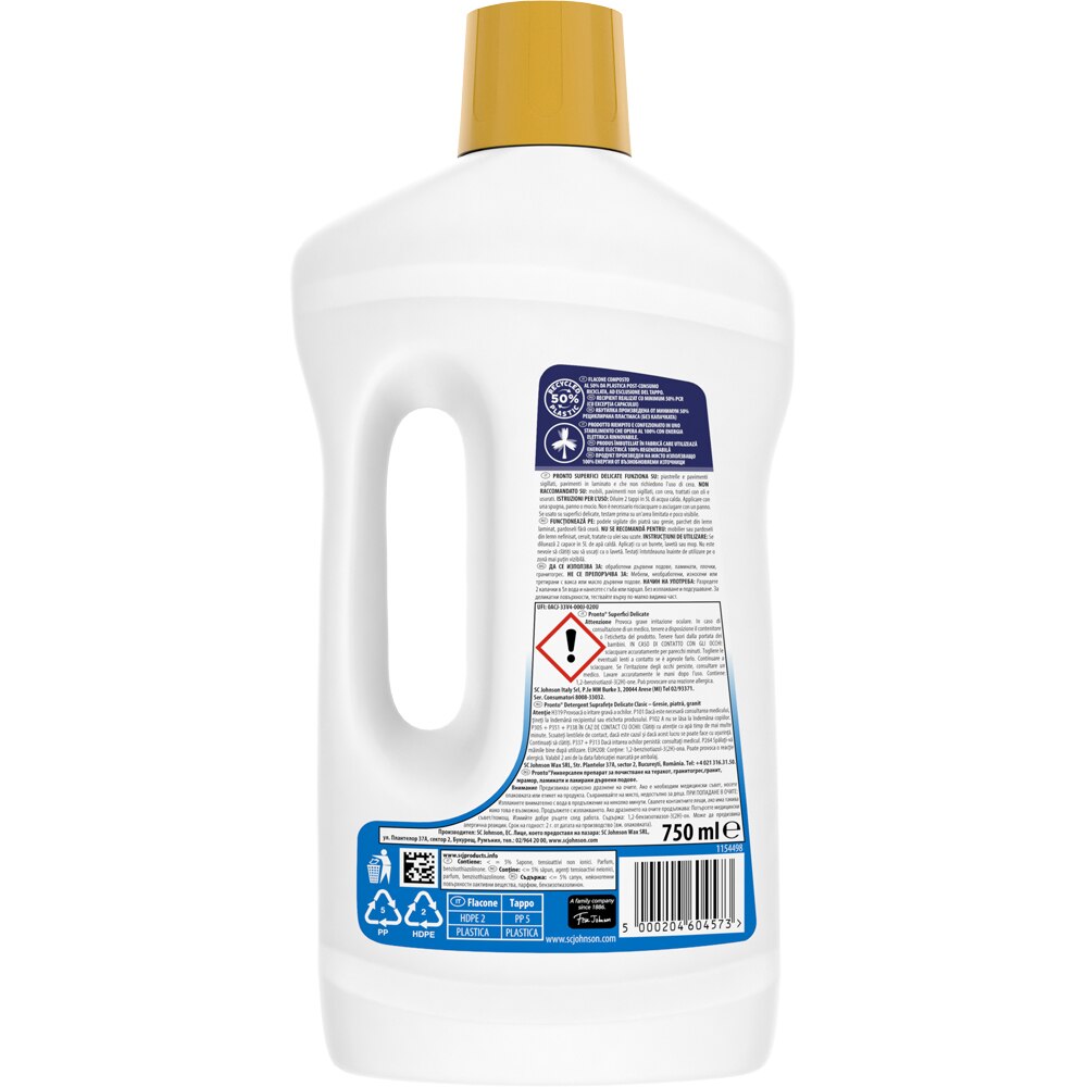 Detergent pentru pardoseli PRONTO Suprafete delicate, 750ml