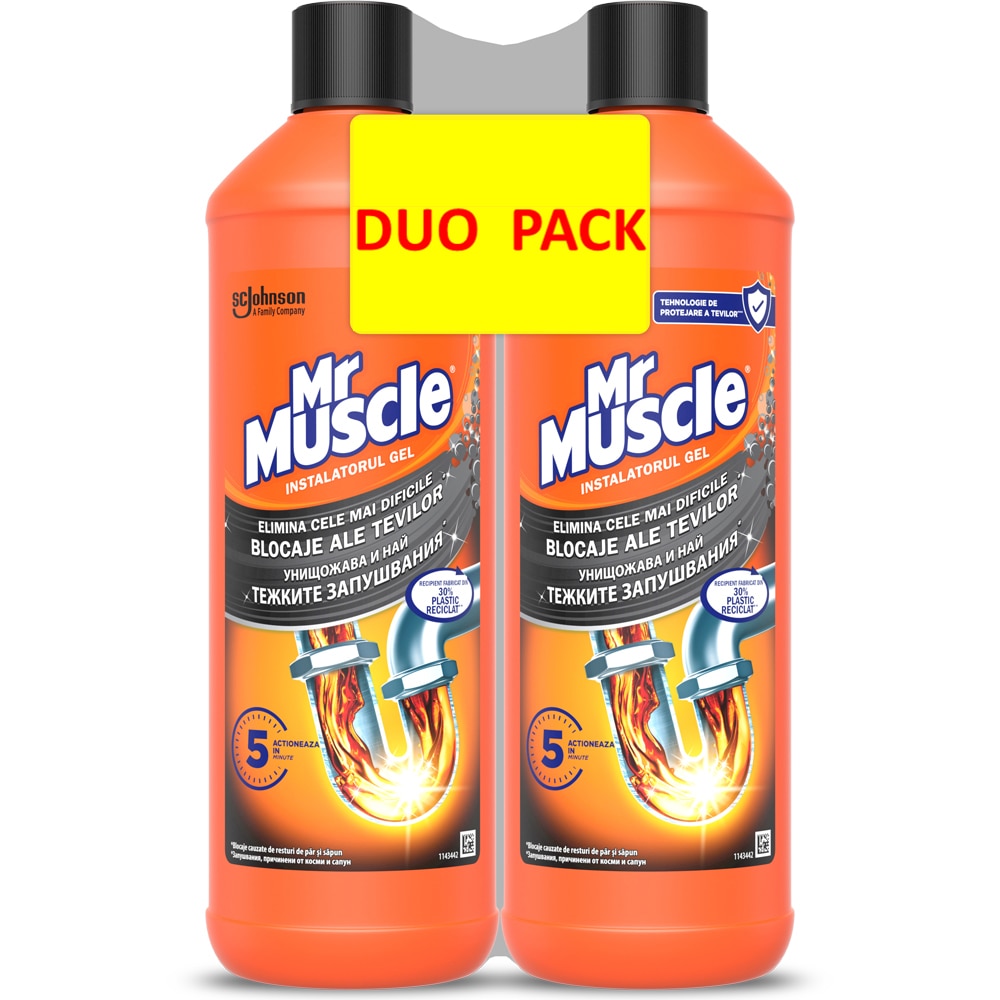 Gel pentru desfundat tevi MR. MUSCLE, 2 x 1000ml