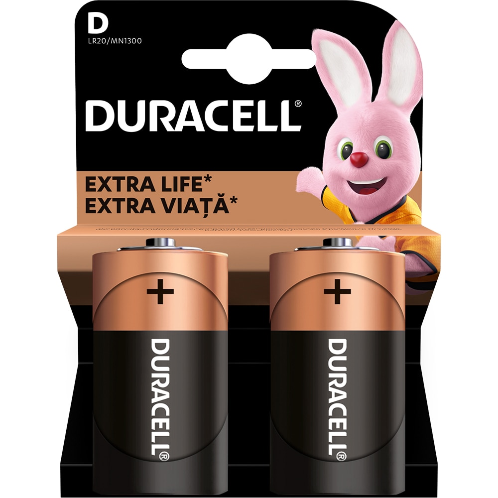 Baterii DURACELL D Basic Duralock, 2 bucati