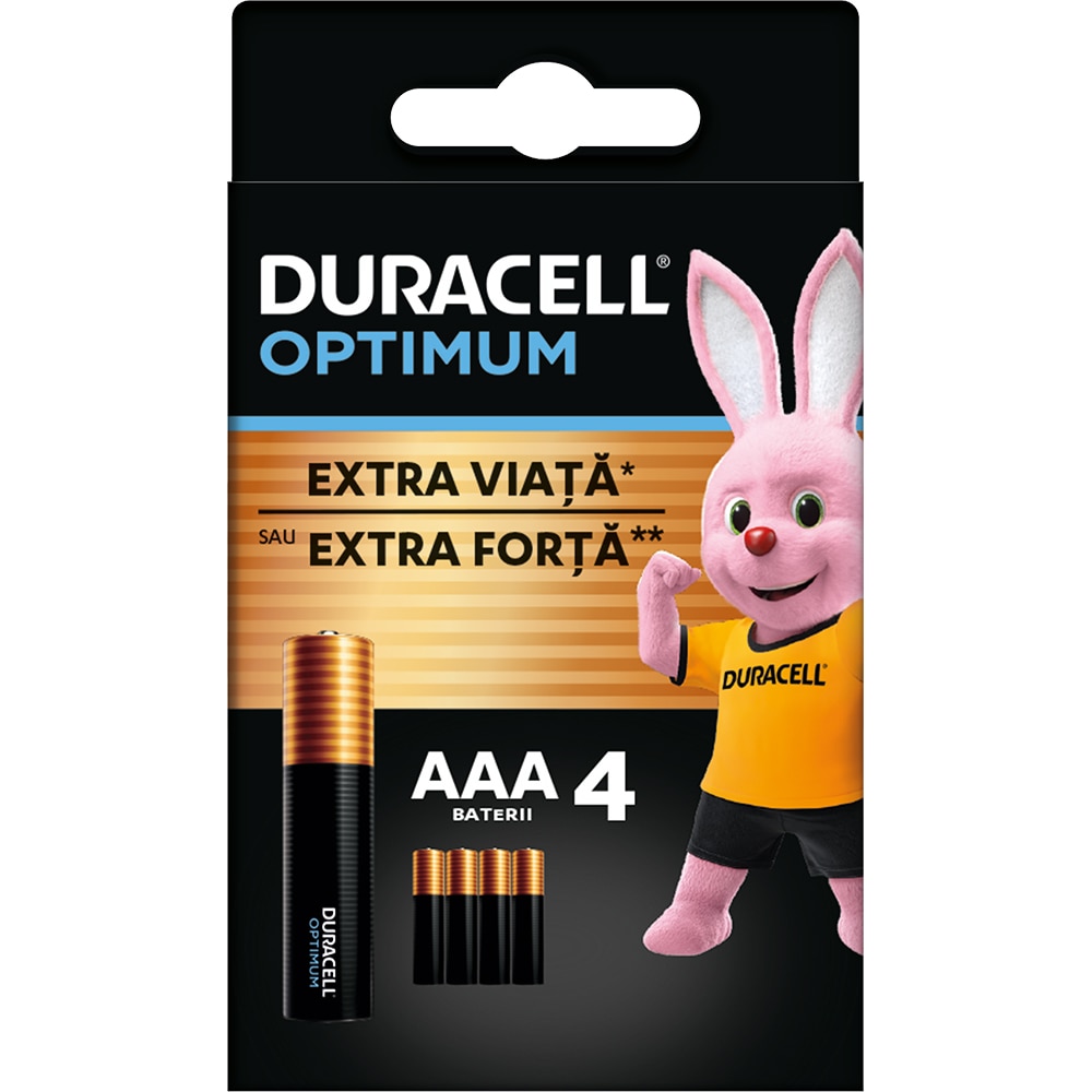 Baterii DURACELL LR3 optimum AAA, 4 bucati