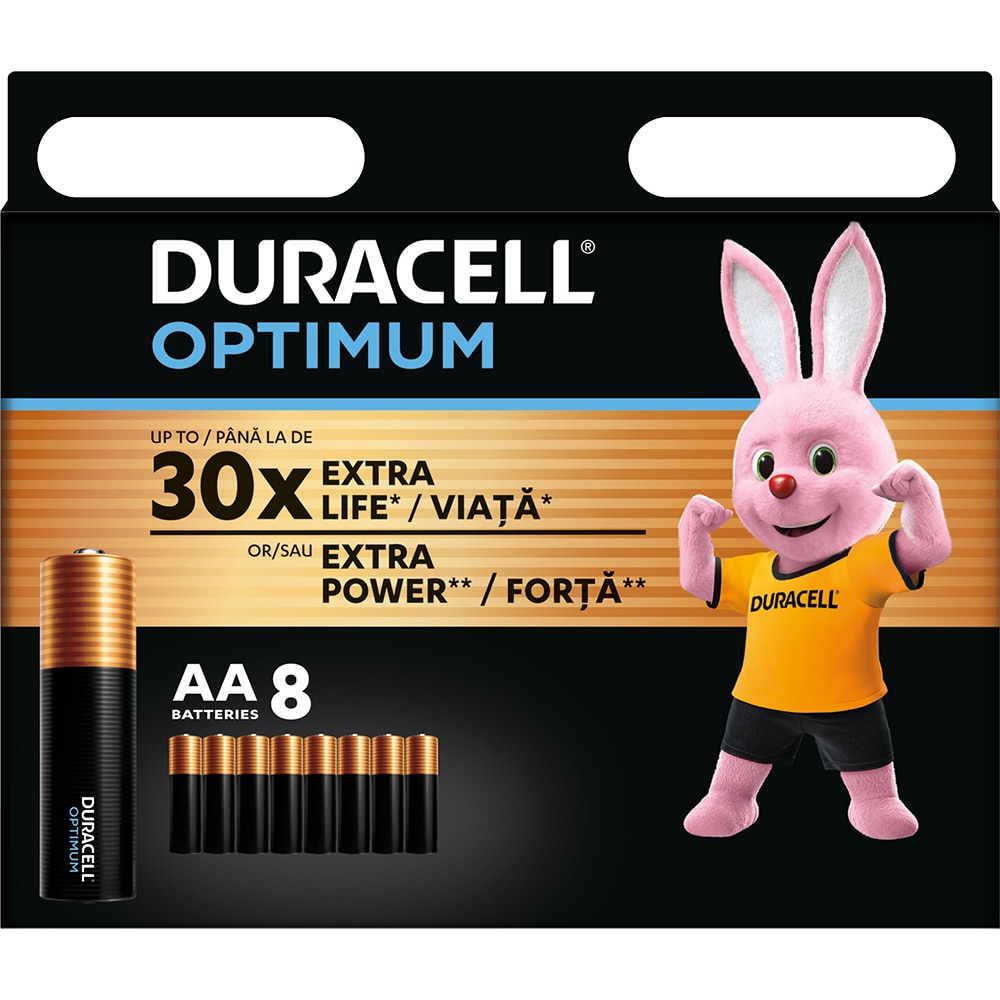 Baterii DURACELL R6 Optimum AA, 8 bucati