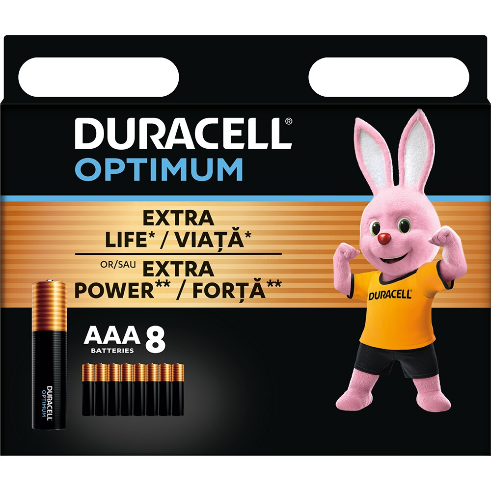 Baterii DURACELL LR3 optimum AAA, 8 bucati