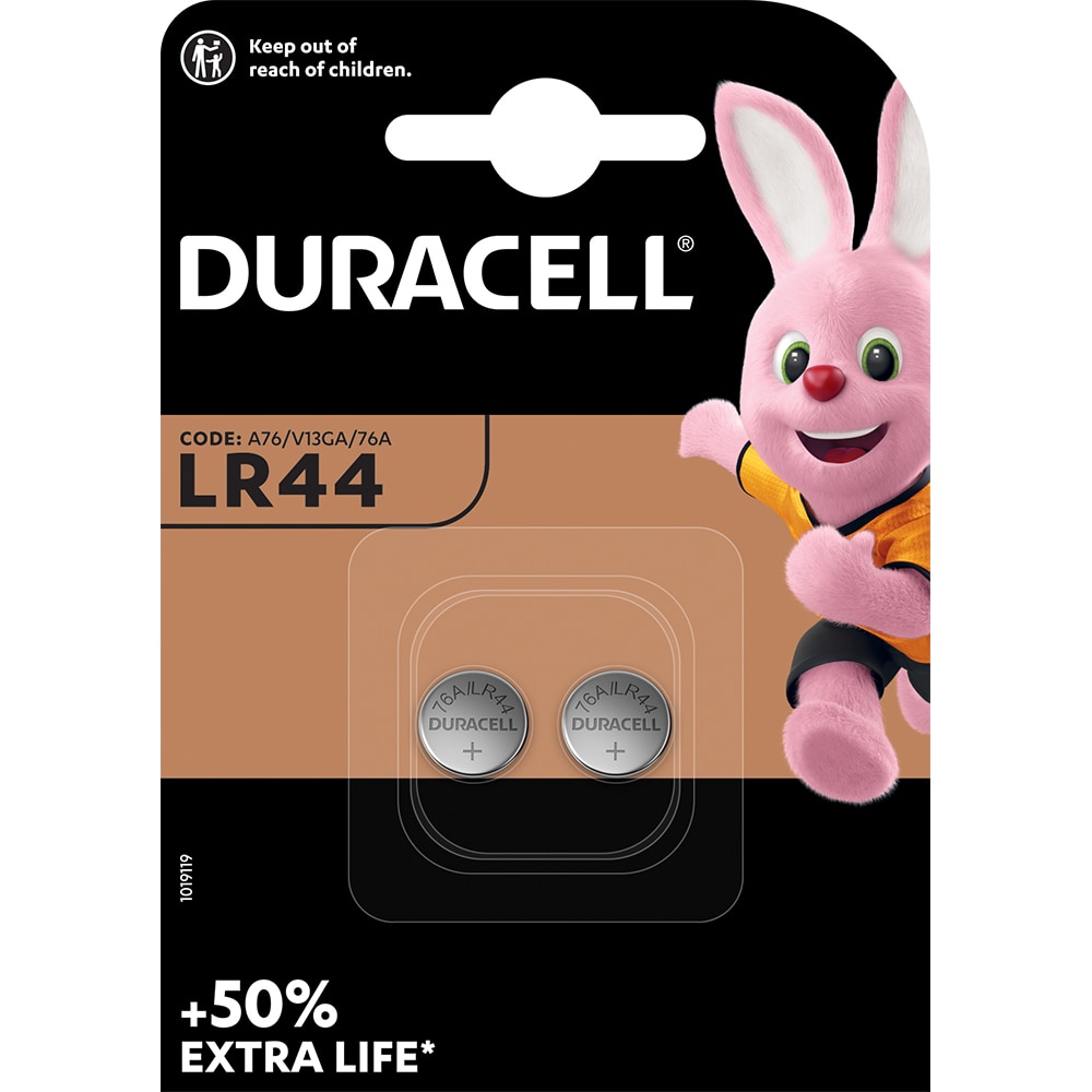 Baterii alcaline DURACELL LR44, 1.5V, 2 bucati