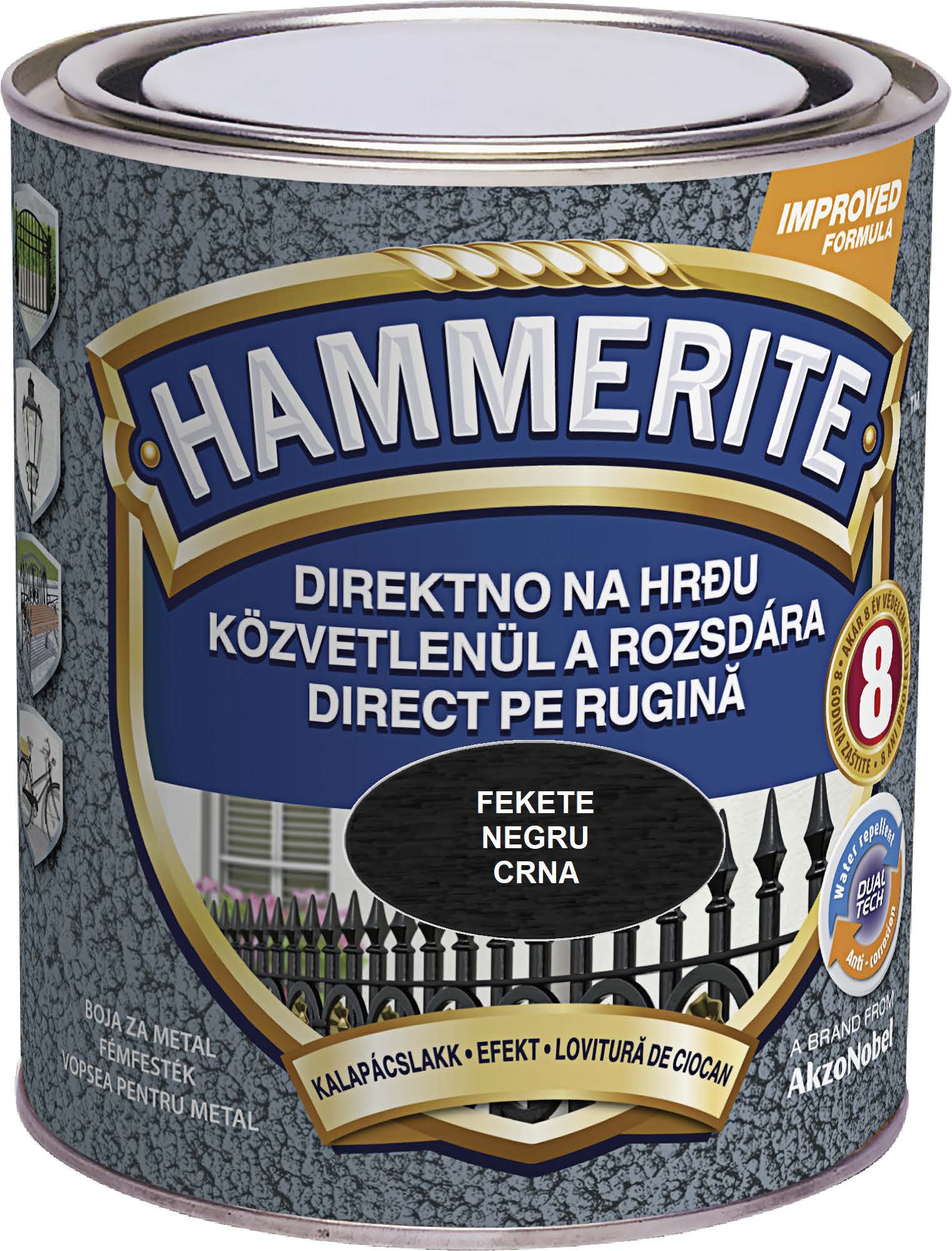 Email pentru obiecte metalice, interior/exterior, culoare negru, 0.75 L  Hammerite