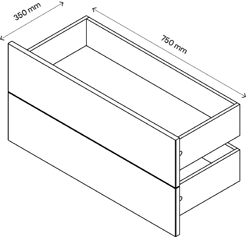 Sertar exterior, 35 x 75 cm stejar  2 bucati • GoodHome Atomia