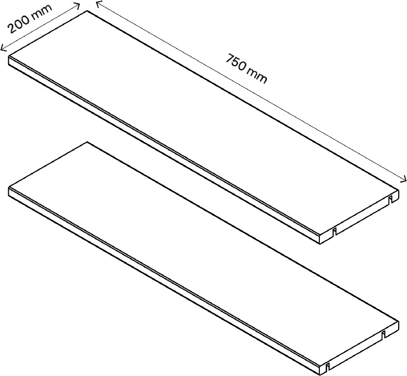 Pachet 2 rafturi, alb, 75 x 20 cm  GoodHome Atomia