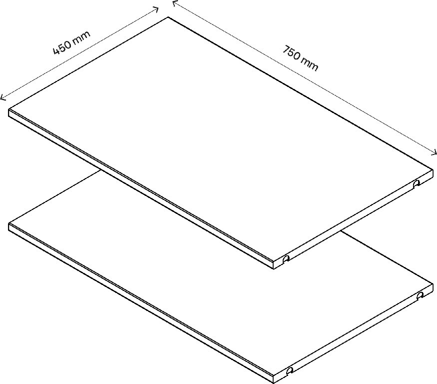 Pachet 2 rafturi, alb, 75 x 45 cm • GoodHome Atomia