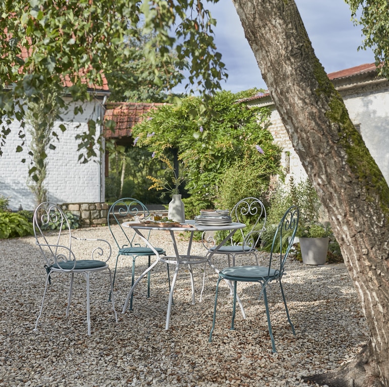 Masa de gradina, otel, crem, rotunda, 4 persoane, 95 x 72 cm  GoodHome vernon