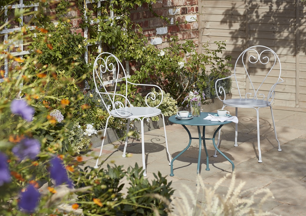 Scaun de gradina si terasa GoodHome Vernon, alb, metalic, 52 x 88 x 54 cm