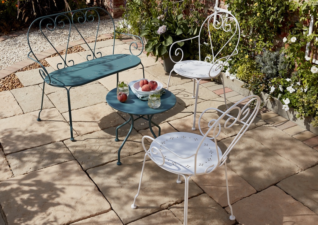 Scaun de gradina si terasa GoodHome Vernon, alb, metalic, 52 x 88 x 54 cm