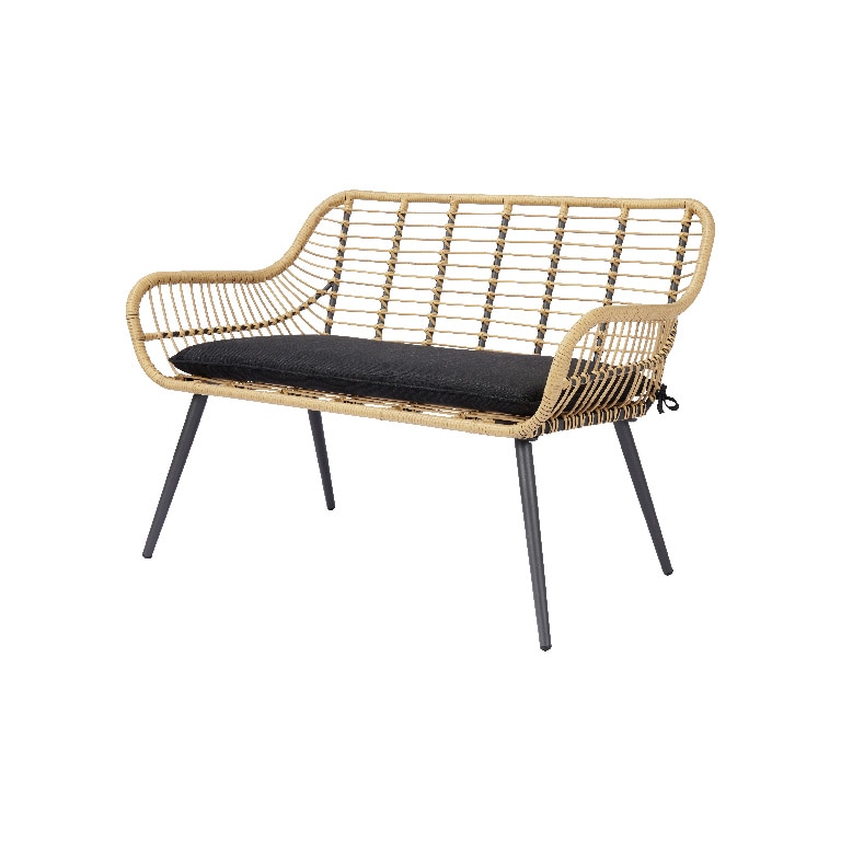 Banca de gradina si terasa GoodHome Apolima, maro, metalic, 120 x 81 x 66 cm, perna inclusa