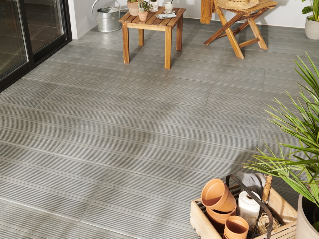 Gresie Exterior, Antracit, Portelan, 75 x 37 cm, tip parchet, suprafata 1,11 mp  GoodHome Kontempo