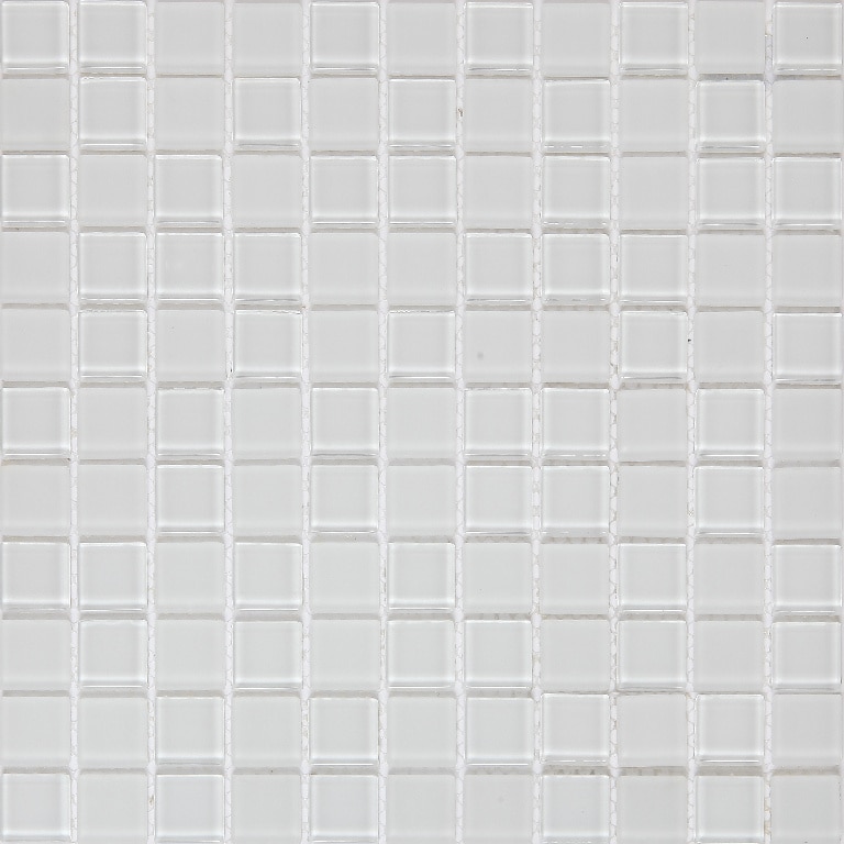 Mozaic interior, alb, sticla, patrat, 30 x 30 cm x 4 mm  Glina