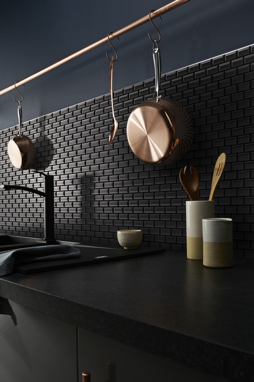 Mozaic interior, negru, ceramica, patrat, 30 x 30 cm x 6 mm  GoodHome Trentie