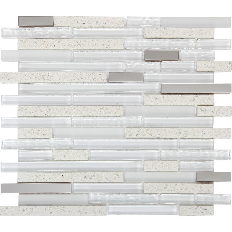 Mozaic interior, alb, sticla, otel, piatra, dreptunghiular, 30 x 30.4 cm x 8 mm  Cagliari