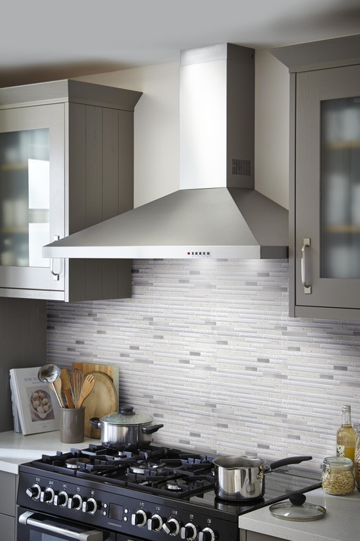 Mozaic interior, alb, sticla, otel, piatra, dreptunghiular, 30 x 30.4 cm x 8 mm  Cagliari