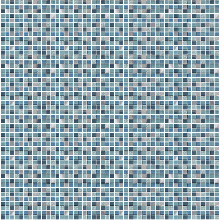 Mozaic interior, albastru, aluminiu si sticla, patrat, 30 x 30 x 8 mm  GoodHome Lizon