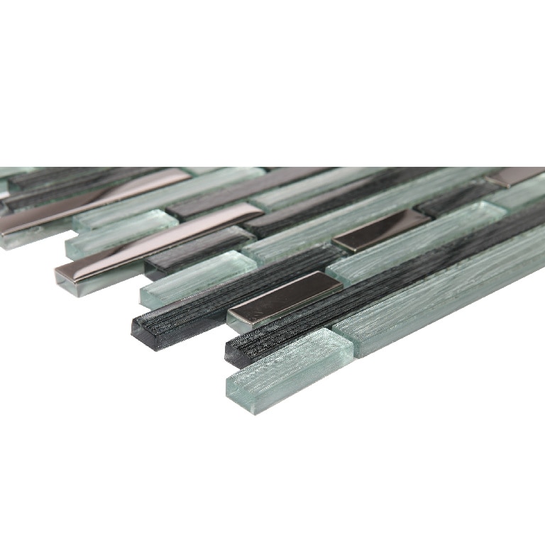 Mozaic interior, gri, sticla si otel inoxidabil, patrat, 30 x 30 cm x 8 mm  GoodHome Foxe