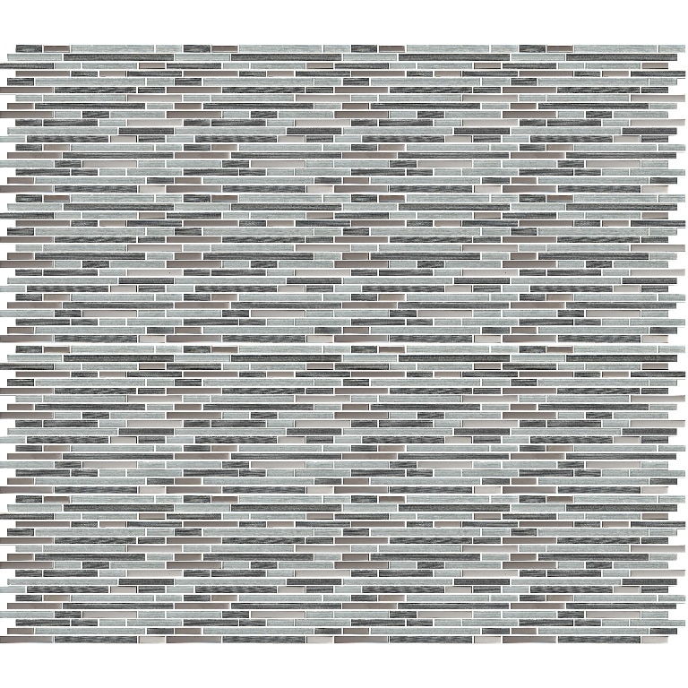 Mozaic interior, gri, sticla si otel inoxidabil, patrat, 30 x 30 cm x 8 mm  GoodHome Foxe