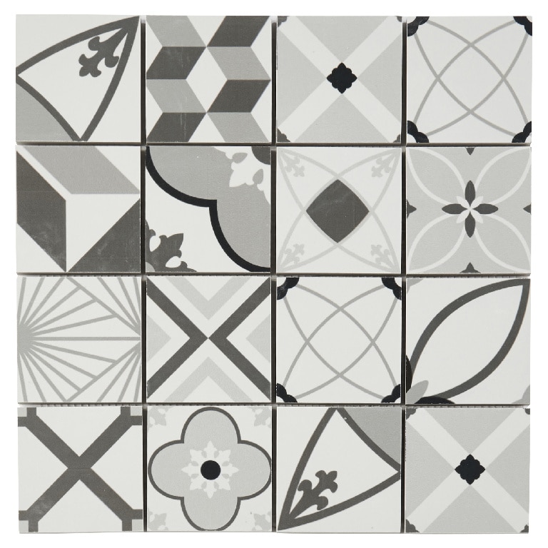 Mozaic interior, alb si negru, portelan, patrata, 30 x 30 cm x 10 mm  GoodHome Hydrolic