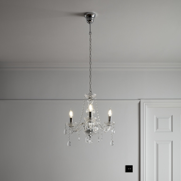 Lustra tip pendul, Argintiu/Transparent, 40 W, 3 x E14 • GoodHome Gacruz