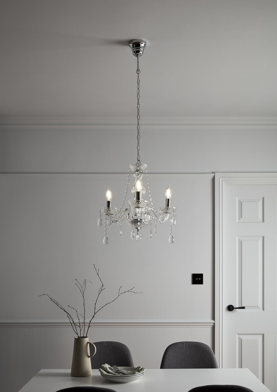 Lustra tip pendul, Argintiu/Transparent, 40 W, 3 x E14 • GoodHome Gacruz