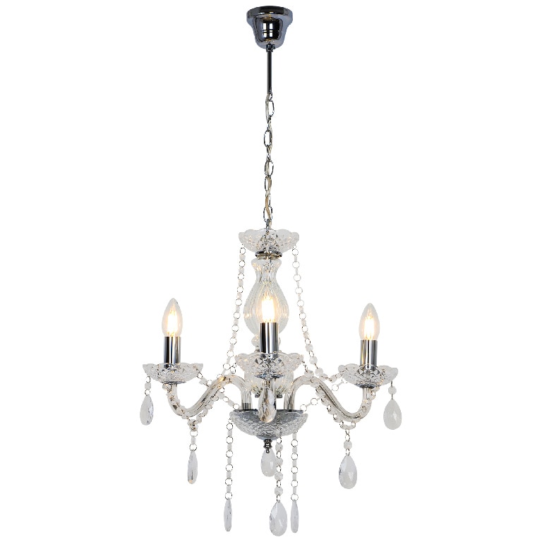 Lustra tip pendul, Argintiu/Transparent, 40 W, 3 x E14 • GoodHome Gacruz