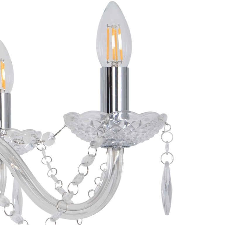 Lustra tip pendul, Argintiu/Transparent, 40 W, 5 x E14 • GoodHome Gacruz