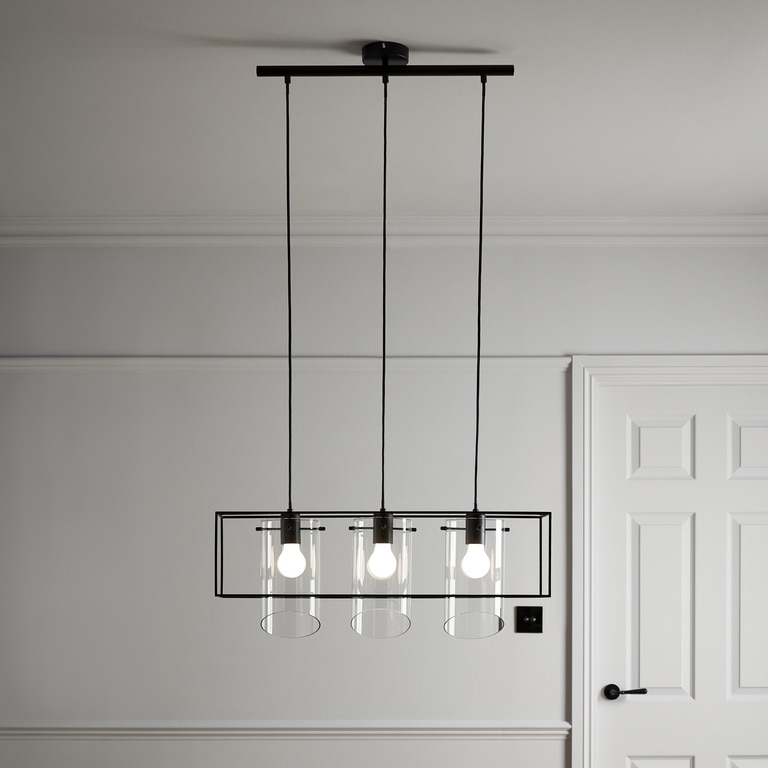 Lustra tip pendul, Negru, 42 W, 3 x E27 • GoodHome Daluiz