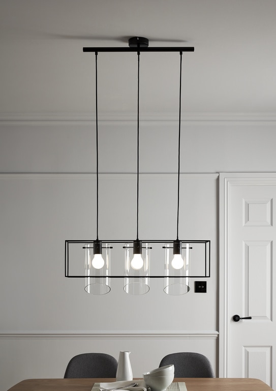 Lustra tip pendul, Negru, 42 W, 3 x E27 • GoodHome Daluiz