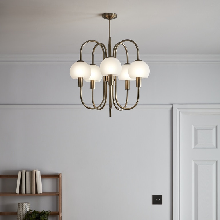 Lustra tip pendul, Auriu, 28 W, 5 x E14 • GoodHome Gammont
