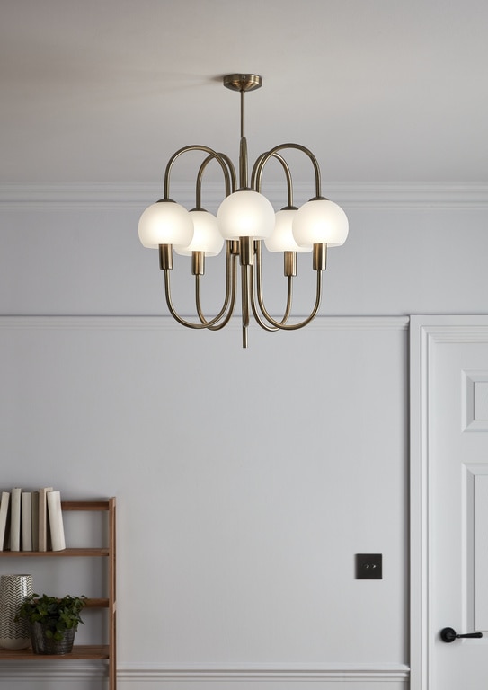 Lustra tip pendul, Auriu, 28 W, 5 x E14 • GoodHome Gammont